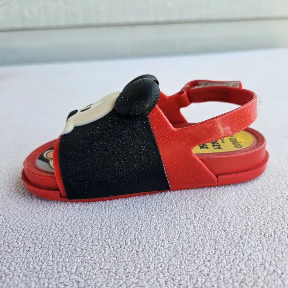 Mini Melissa Disney Mickey Mouse Sandal SZ 7 Hook & Loop Jelly Red Black